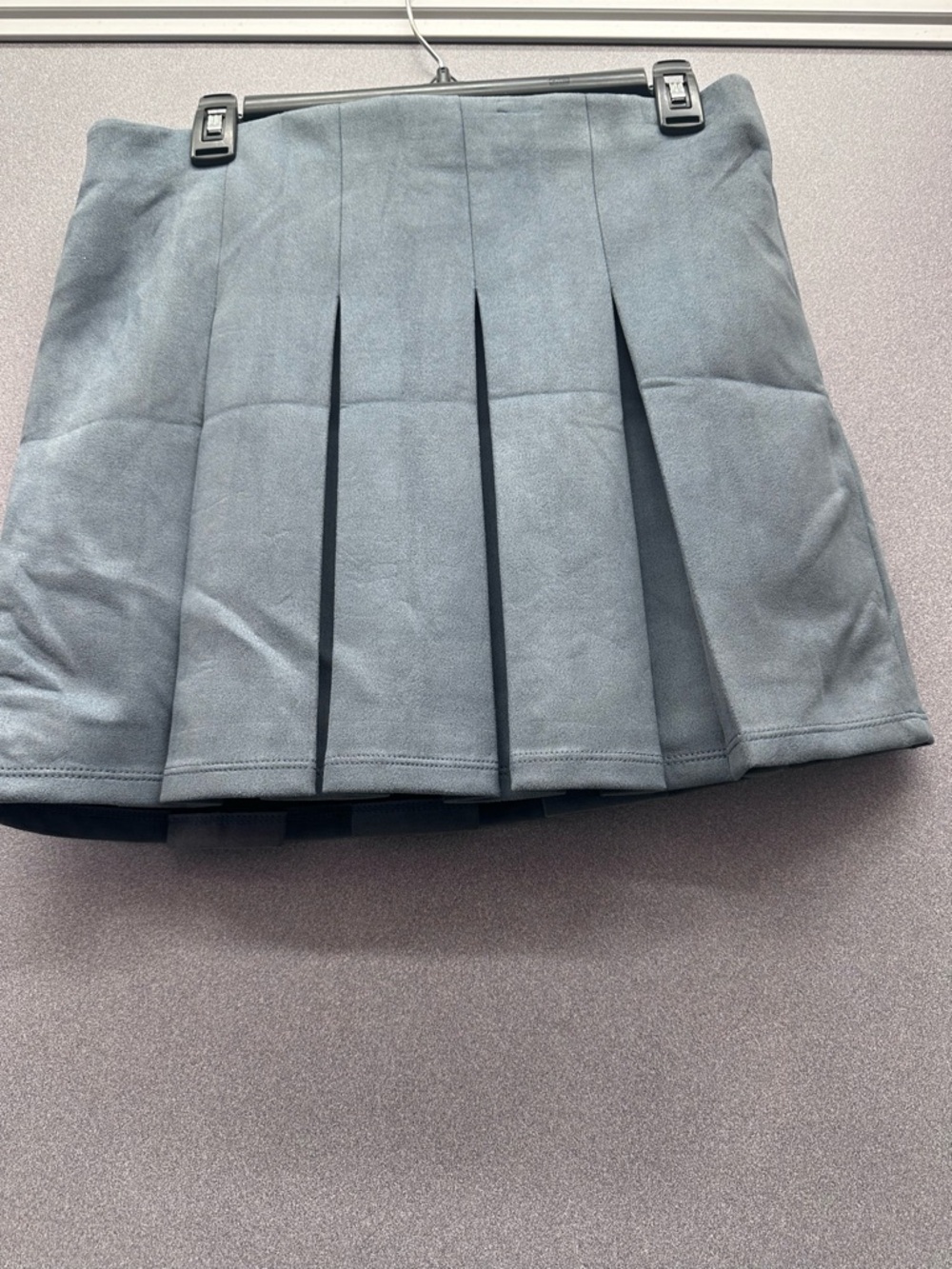Shinestar Pleated Mini Skirt in Slate Gray-Blue